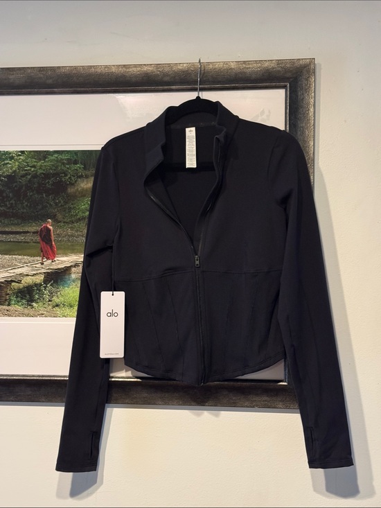 ALO Yoga Jackets & Blazers - ALO Yoga Black Airbrush Corset Full-Zip Jacket